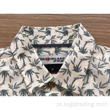 Camisa de manga curta estampada masculina personalizada